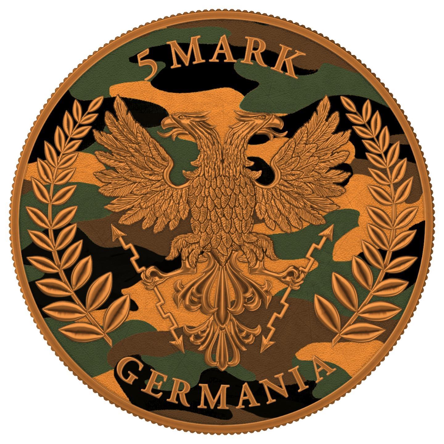 Germania 2020 5 Mark Camouflage 1 Oz Silver Colored Silver Coin Lhassa