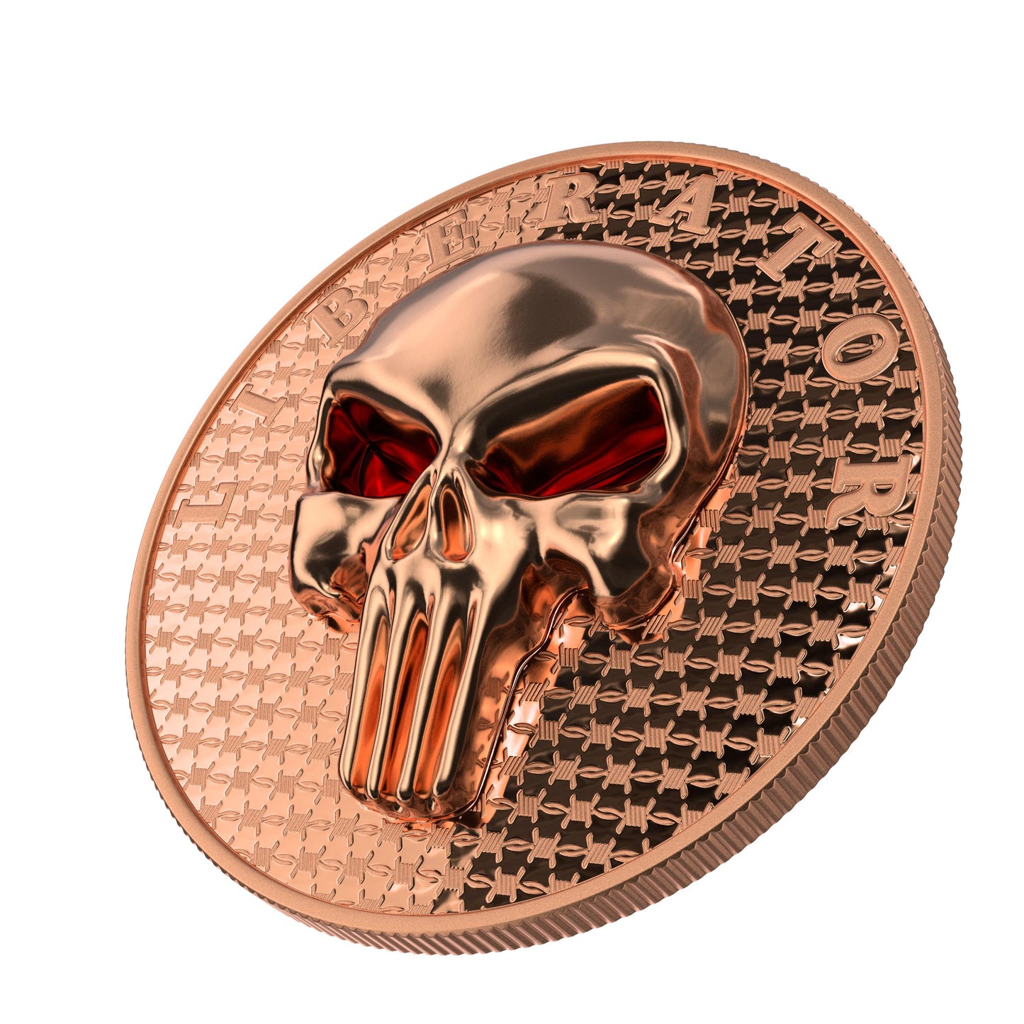 Dark Side 2021 1 Soul Proof Liberator Rose Gold 1 Oz Proof 3D Insert Enameled Eyes Silver Round 925 Sterling Rose Skull
