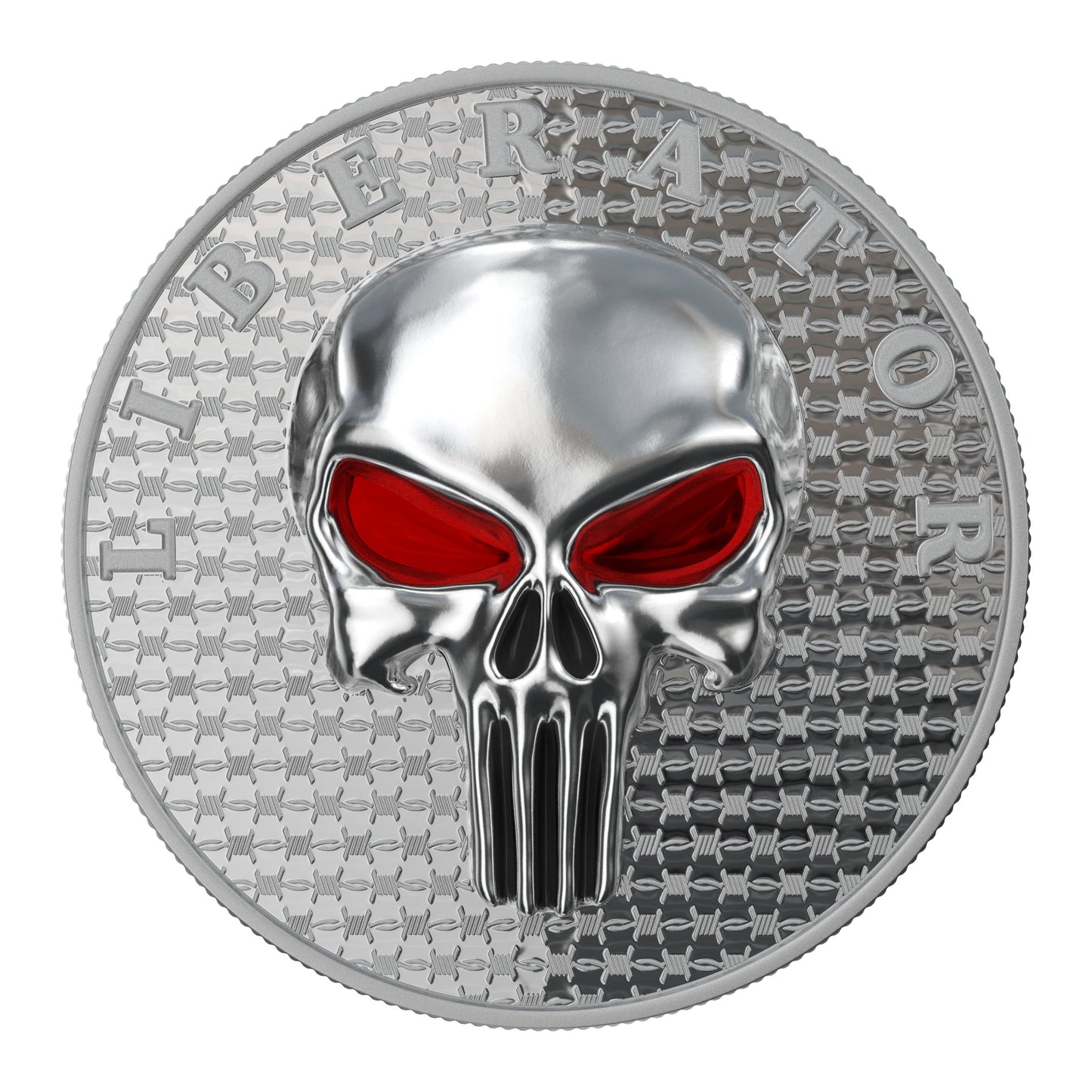 Dark Side 2021 1 Soul Proof Liberator Silver 1 Oz Proof 3D Insert Enameled Eyes Silver Round 925 Sterling Silver Skull