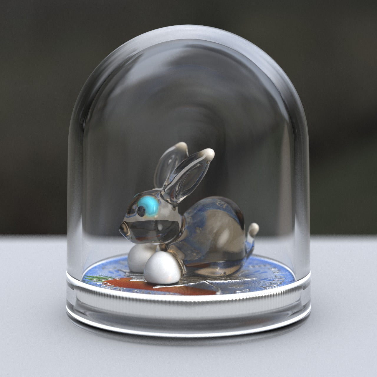 Canada 2022 5$ Maple Leaf Murano Collection 1 Oz Silver Coin with real Murano Figure Rabbit