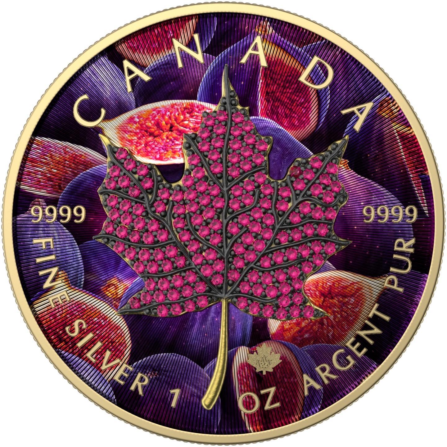 Canada 2022 5$ Maple Leaf Months Edition 1 Oz Bejeweled Silver Coin August