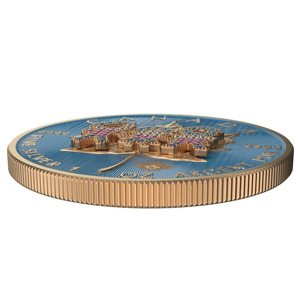 Canada 2019 5$ Maple Leaf Family Day 1 Oz Colored Silver Coin with 3D Insert