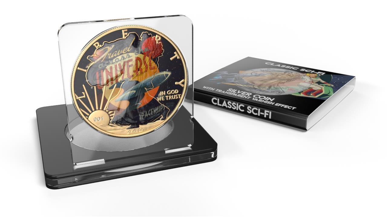 USA 2019 1$ American Eagle Sci-Fi Edition 1 Oz Colored Gilded Silver Coin Accross The Universe