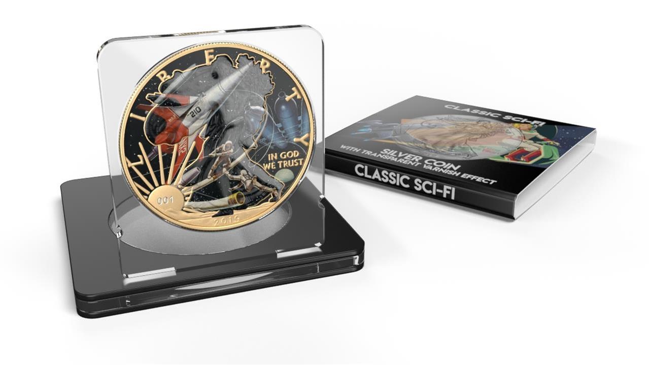 USA 2019 1$ American Eagle Sci-Fi Edition 1 Oz Colored Gilded Silver Coin NX-2