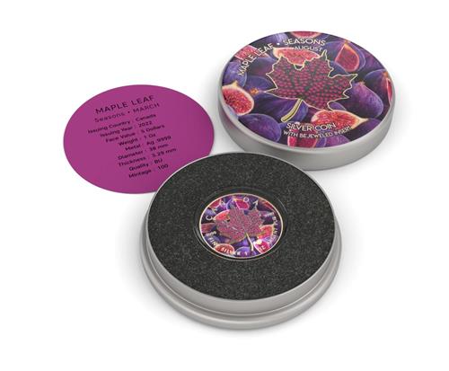 Canada 2022 5$ Maple Leaf Months Edition 1 Oz Bejeweled Silver Coin August