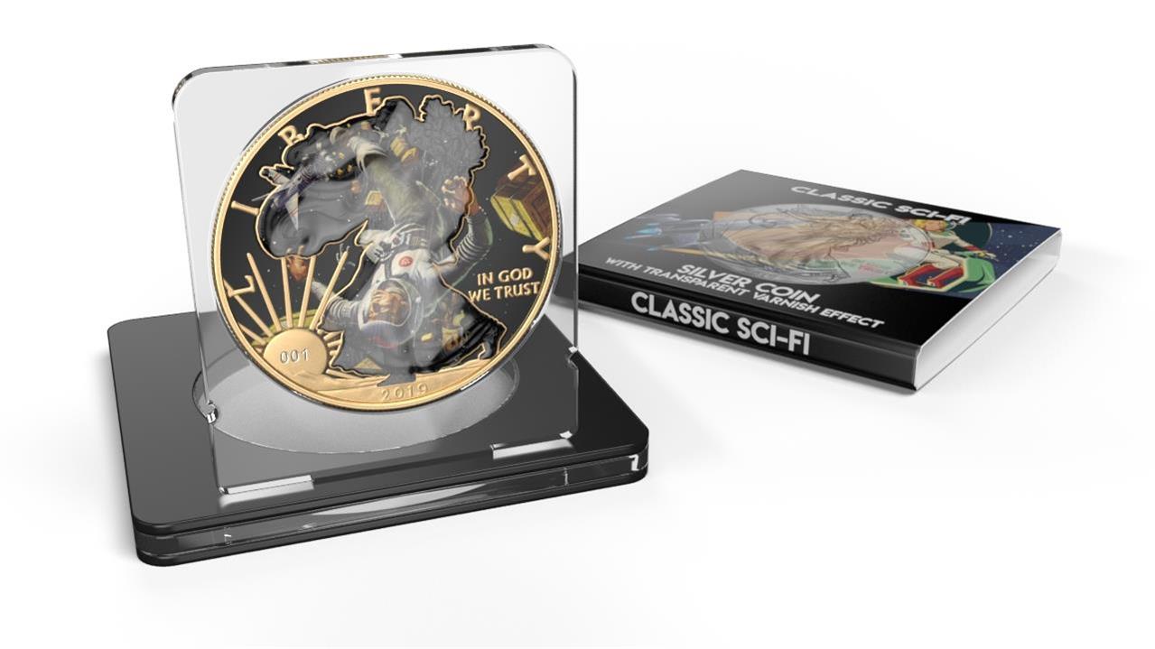 USA 2019 1$ American Eagle Sci-Fi Edition 1 Oz Colored Gilded Silver Coin Gravitation