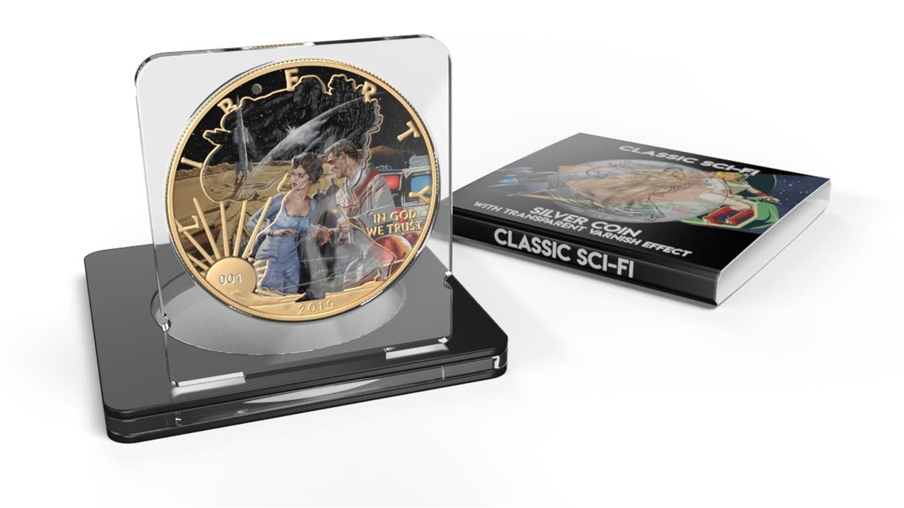 USA 2019 1$ American Eagle Sci-Fi Edition 1 Oz Colored Gilded Silver Coin Astonishment