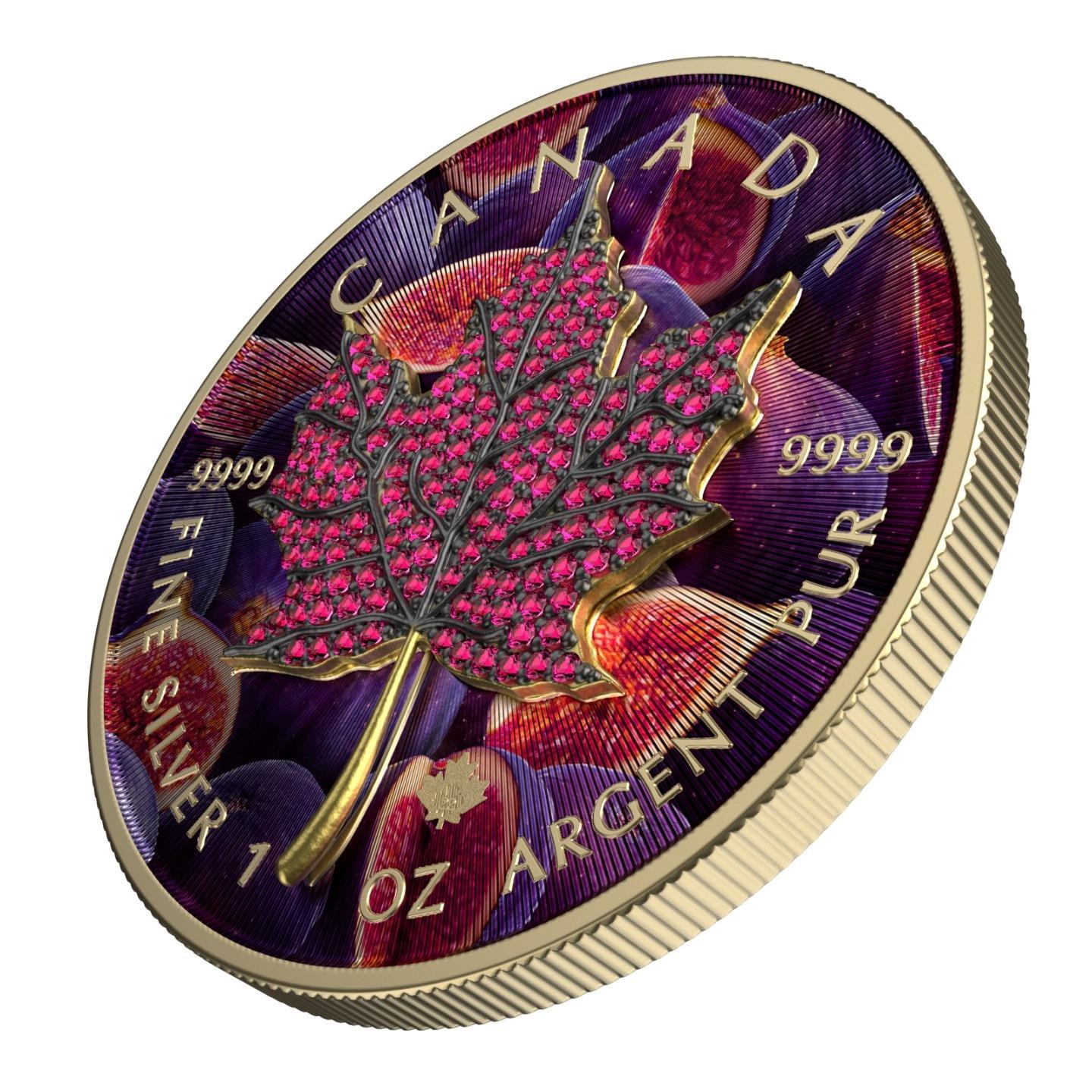 Canada 2022 5$ Maple Leaf Months Edition 1 Oz Bejeweled Silver Coin August