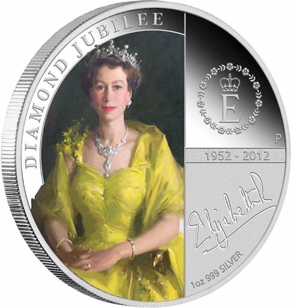 Australia 2012 1$ Diamond Jubilee Queen 1 Oz Silver Coin