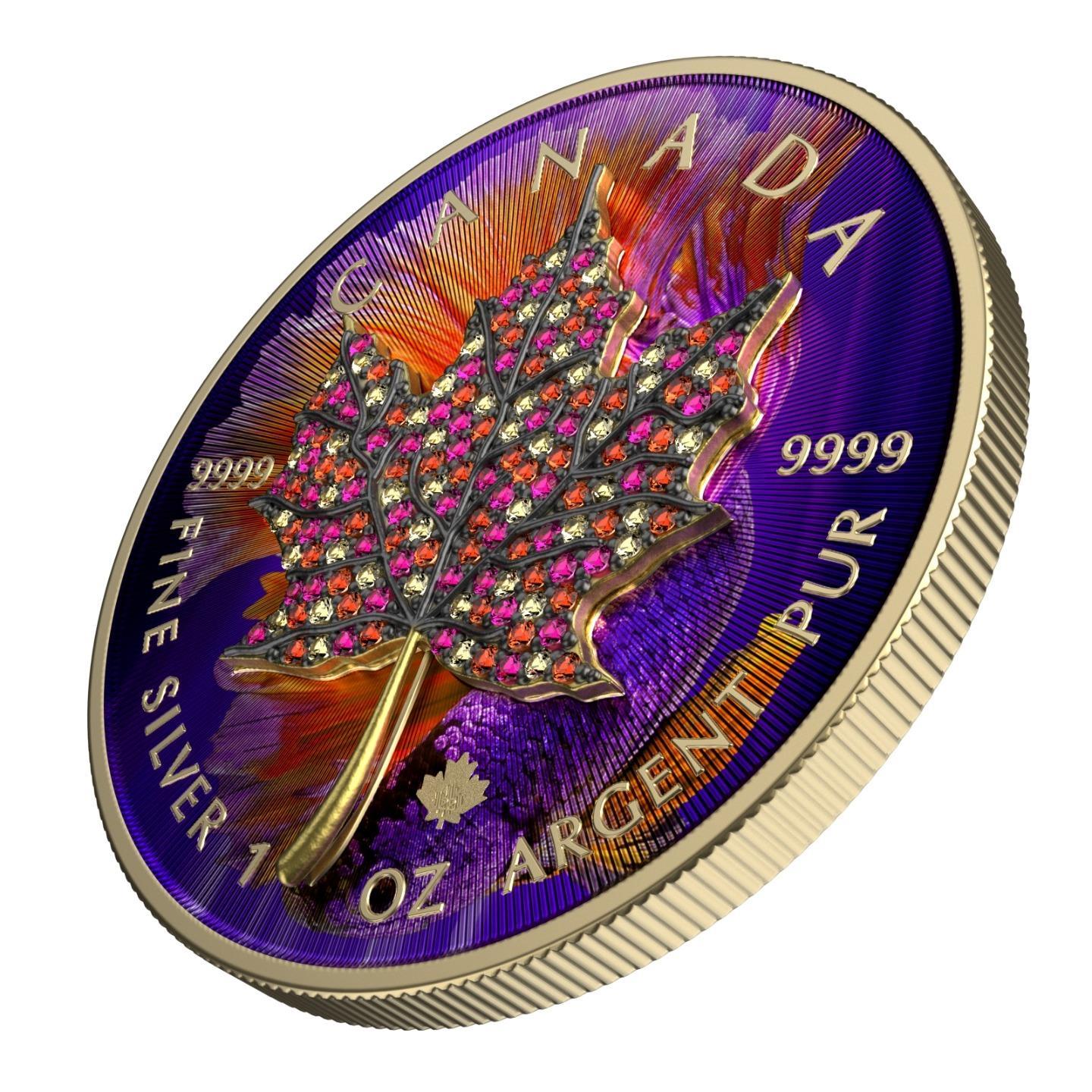 Canada 2022 5$ Maple Leaf Months Edition 1 Oz Bejeweled Silver Coin October