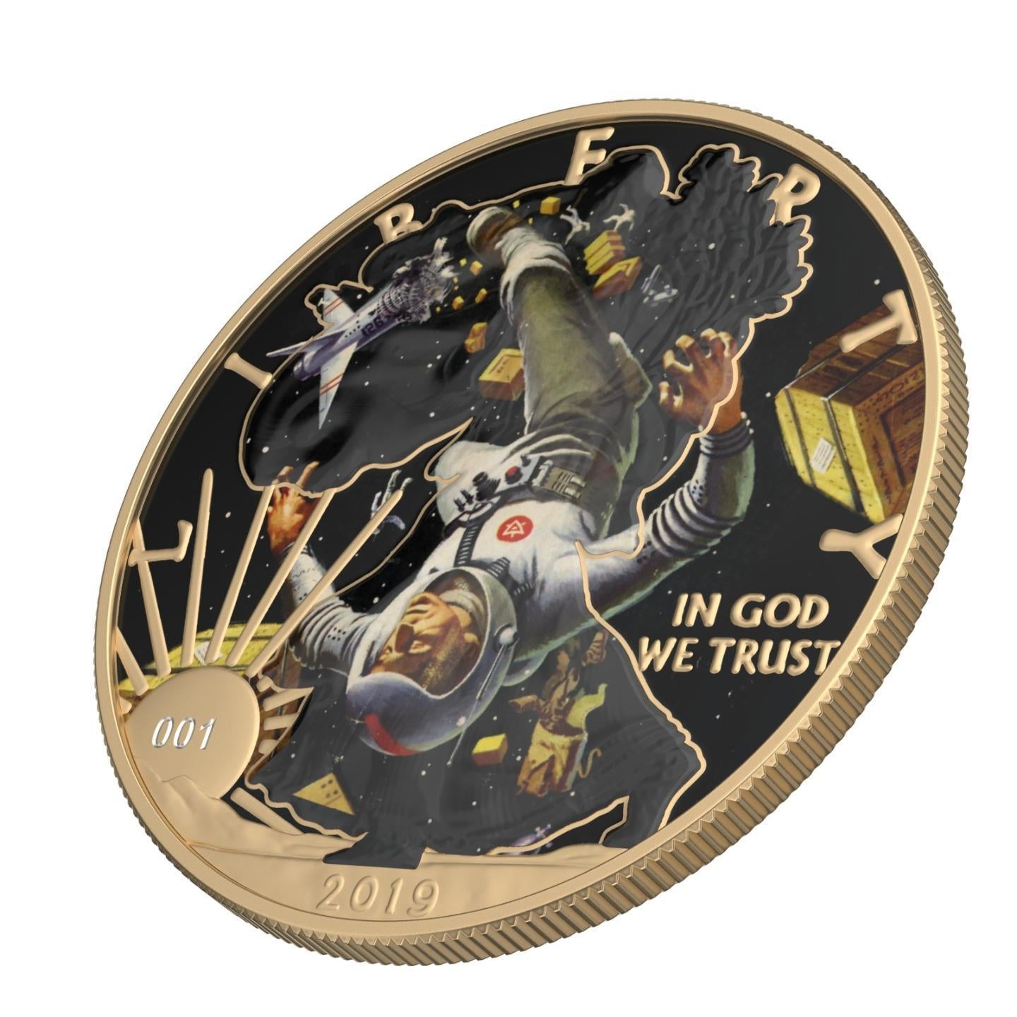 USA 2019 1$ American Eagle Sci-Fi Edition 1 Oz Colored Gilded Silver Coin Gravitation
