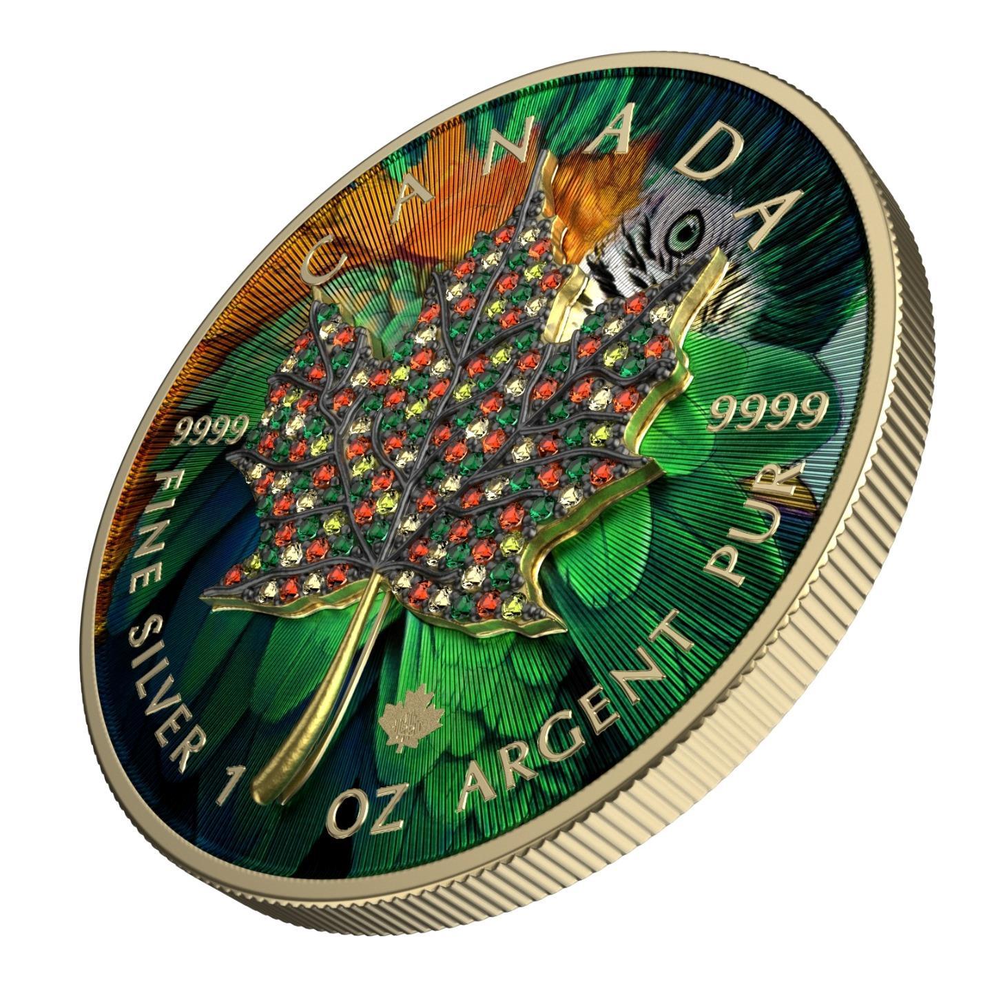 Canada 2022 5$ Maple Leaf Months Edition 1 Oz Bejeweled Silver Coin April