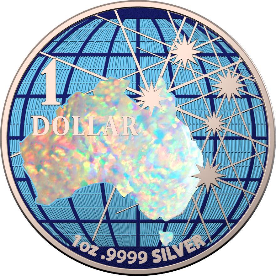 Australia 2020 1$ - Beneath the Southern Skies - Opal Holo - 1 Oz Silver Coin