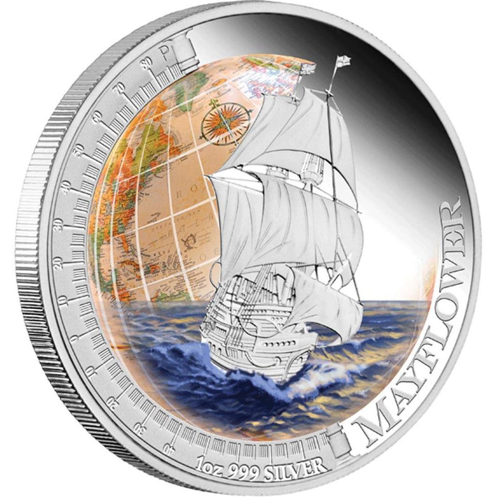 Australia 2012 1$ Mayflower Ship 1 Oz Colored Silver Coin