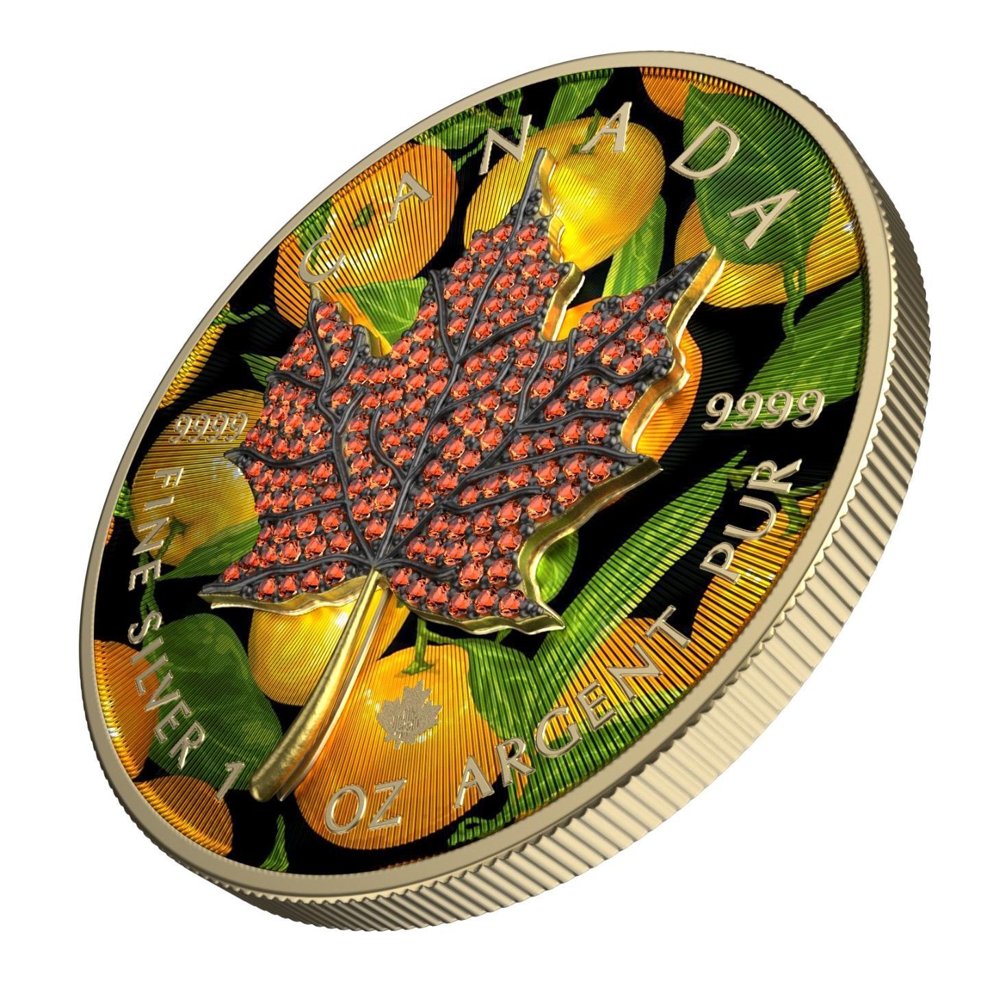 Canada 2022 5$ Maple Leaf Months Edition 1 Oz Bejeweled Silver Coin November
