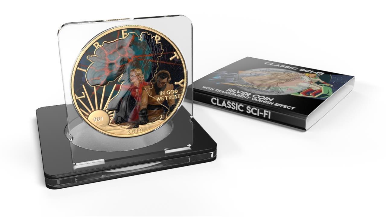 USA 2019 1$ American Eagle Sci-Fi Edition 1 Oz Colored Gilded Silver Coin Wild Planet