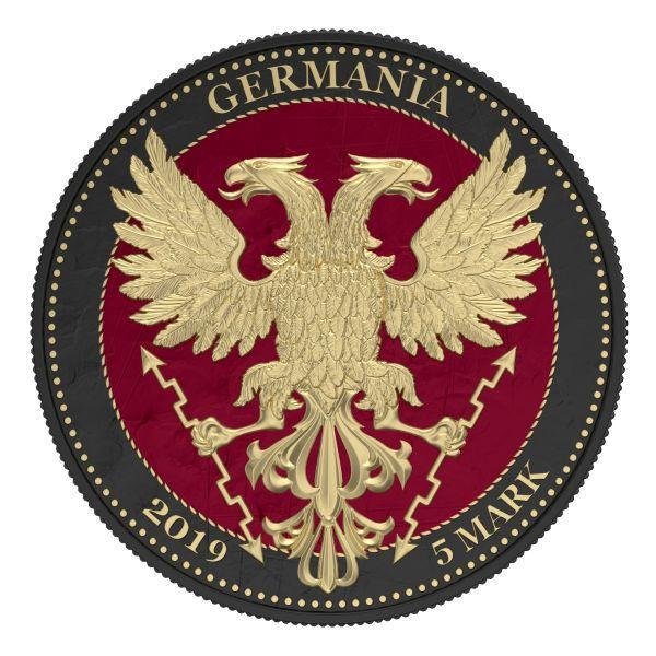 Germania 2019 5 Mark Oak Leaf 3D Leaf Series 1 Oz Colored Silver Coin Black