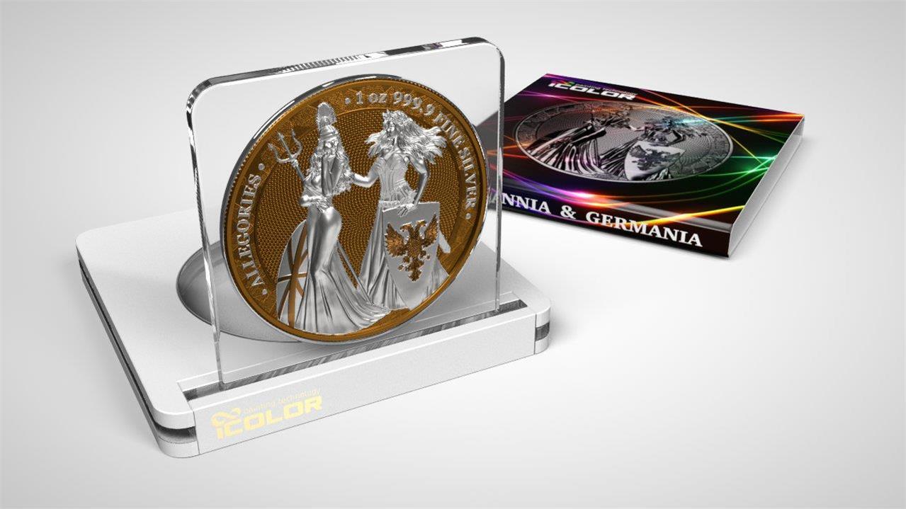 Germania 2019 5 Mark Germania Britania I Color 1 Oz Silver Coin Caramel