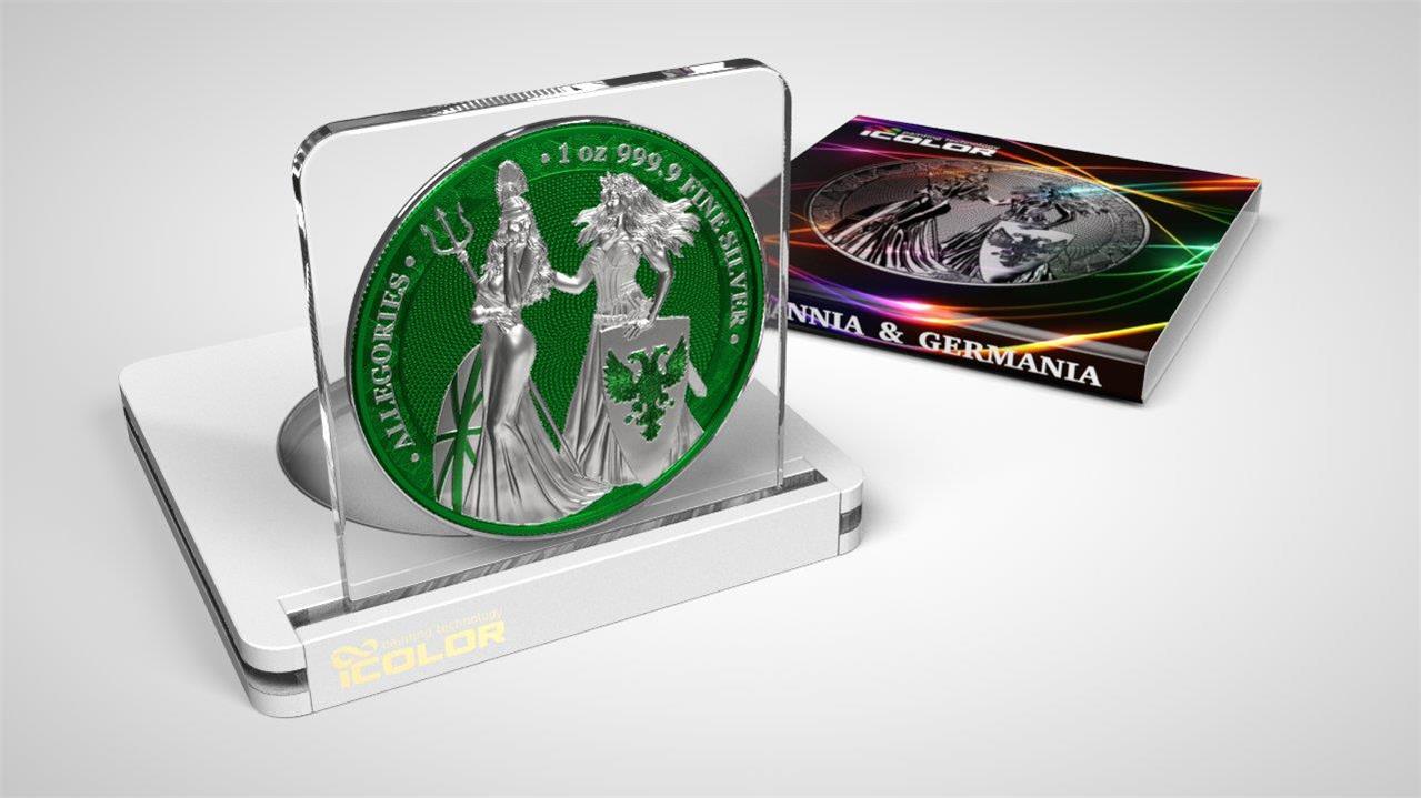 Germania 2019 5 Mark Germania Britania I Color 1 Oz Silver Coin Dark Green