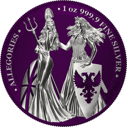 Germania 2019 5 Mark Germania Britania I Color 1 Oz Silver Coin Dark Magenta