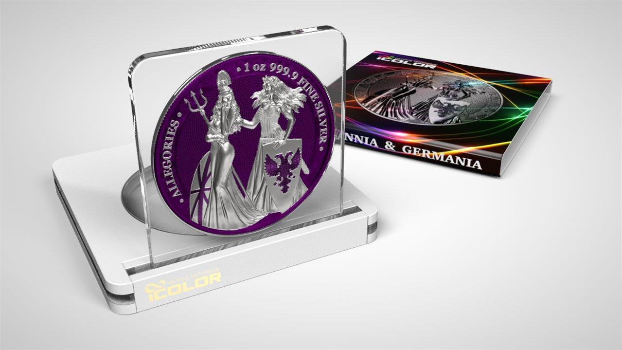 Germania 2019 5 Mark Germania Britania I Color 1 Oz Silver Coin Dark Magenta