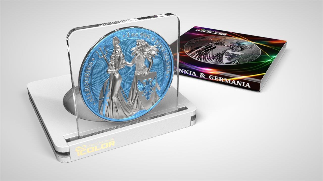 Germania 2019 5 Mark Germania Britania I Color 1 Oz Silver Coin Sky Blue