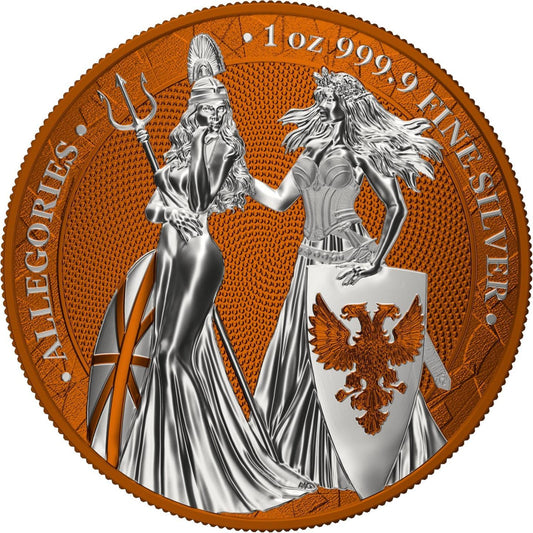 Germania 2019 5 Mark Germania Britania I Color 1 Oz Silver Coin Orange