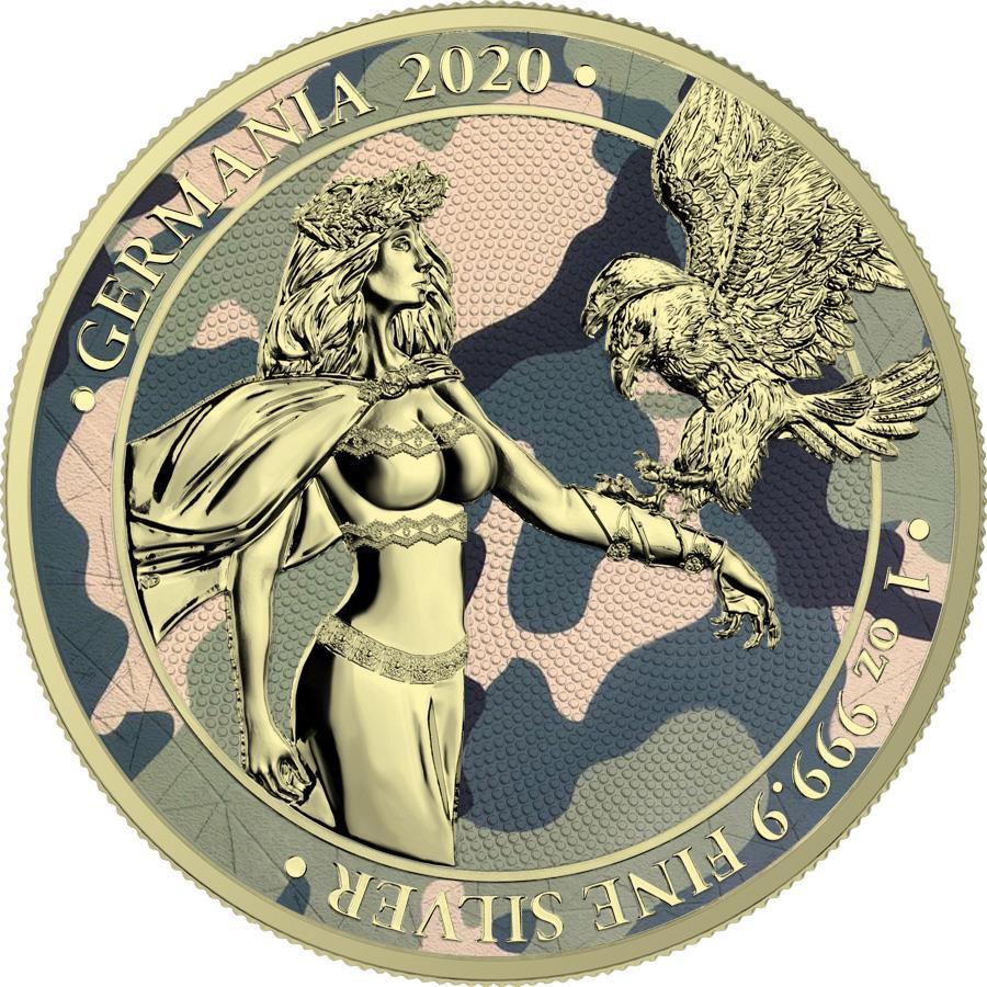 Germania 2020 5 Mark Camouflage 1 Oz Silver Colored Silver Coin Camelia