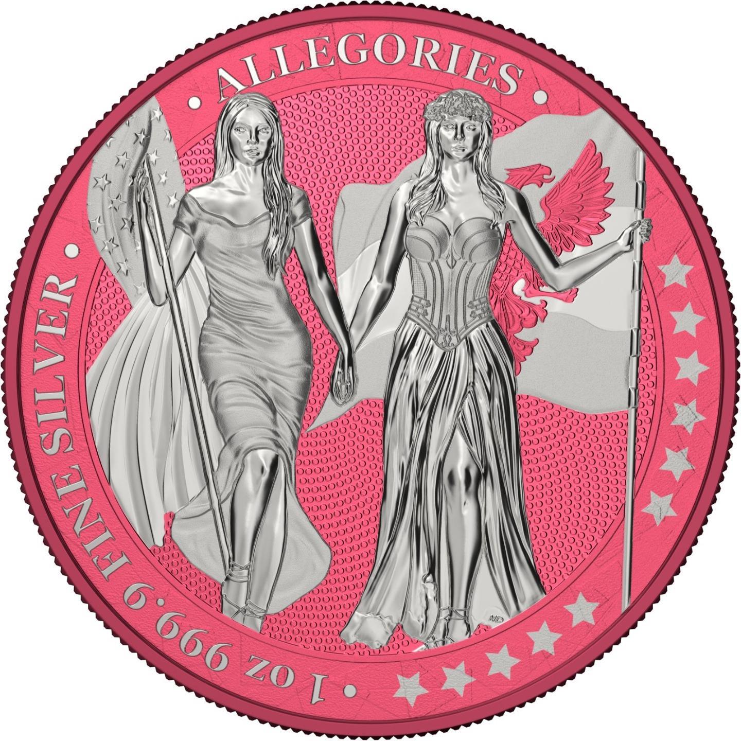 Germania 2019 5 Mark Germania Columbia I Color 1 Oz Silver Coin Brink Pink