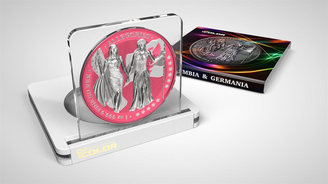 Germania 2019 5 Mark Germania Columbia I Color 1 Oz Silver Coin Brink Pink