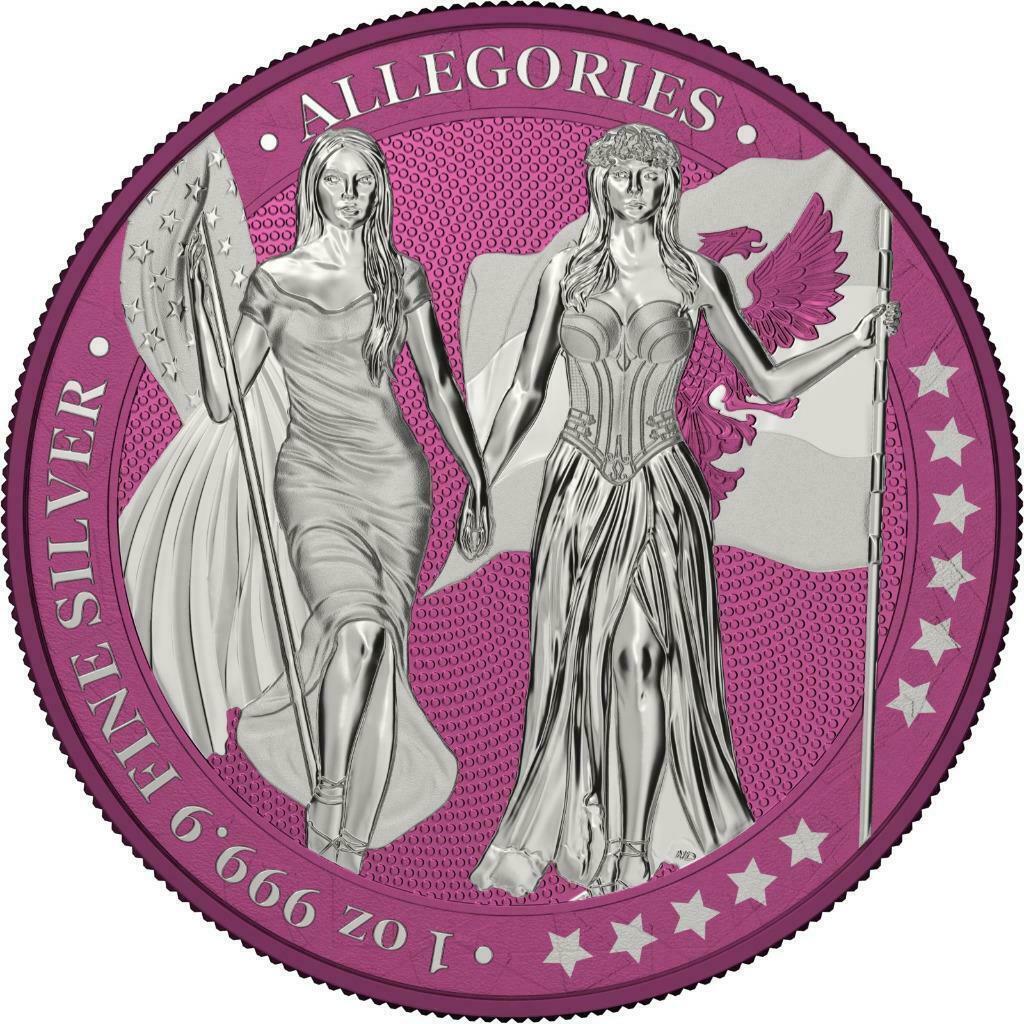 Germania 2019 5 Mark Germania Columbia I Color 1 Oz Silver Coin Magenta Haze