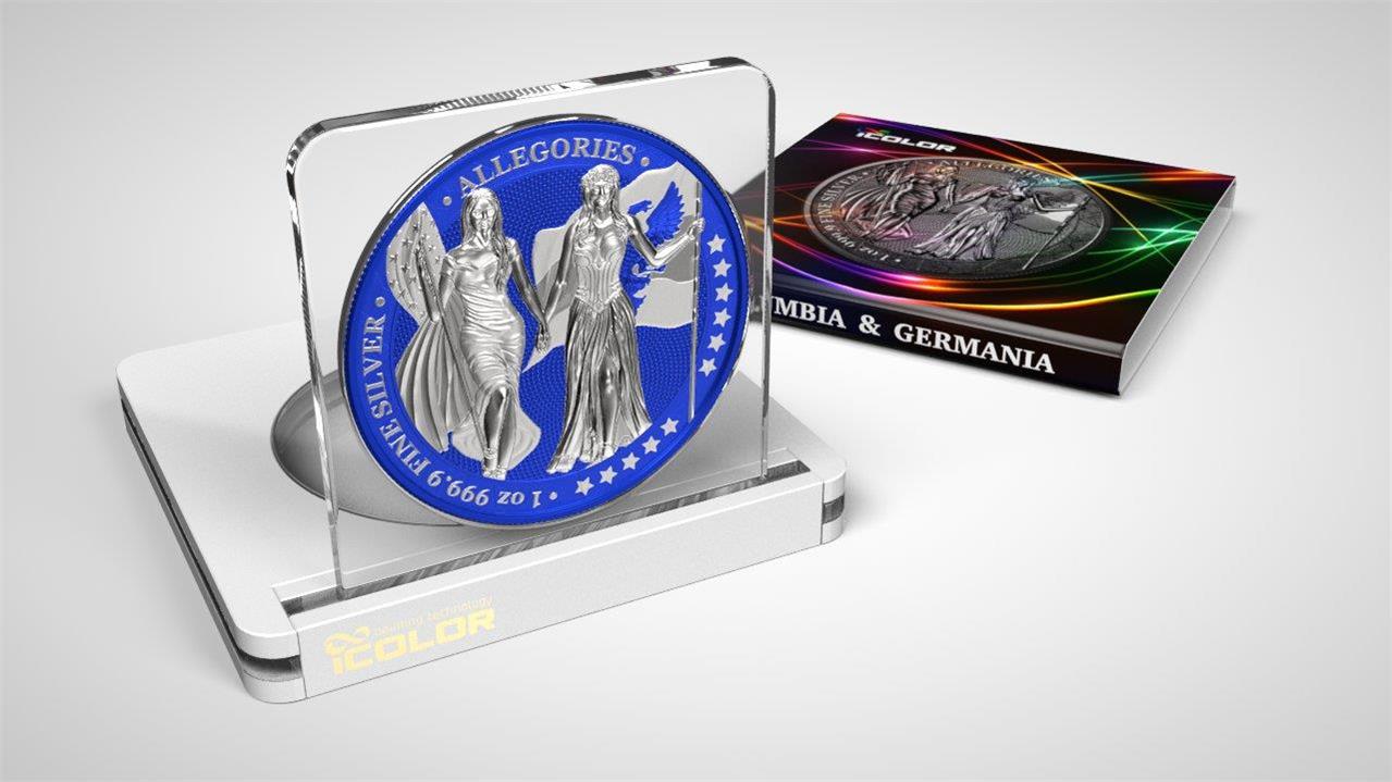 Germania 2019 5 Mark Germania Columbia I Color 1 Oz Silver Coin Persian Blue