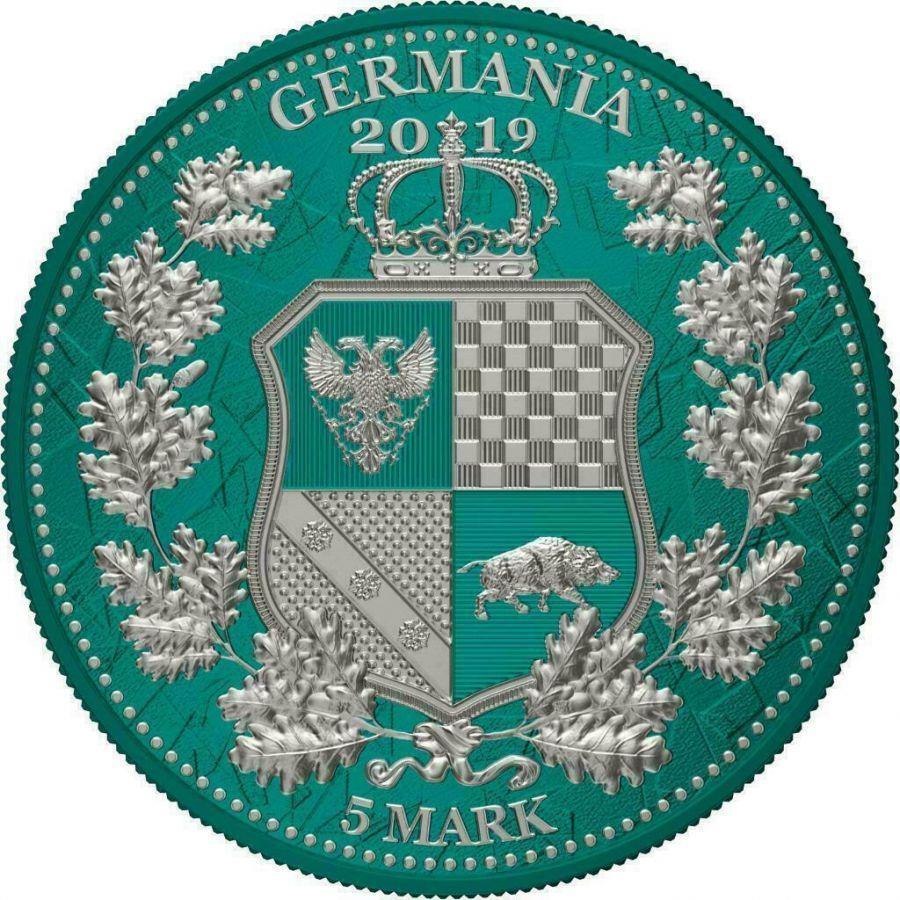 Germania 2019 5 Mark Germania Columbia I Color 1 Oz Silver Coin Pine Green