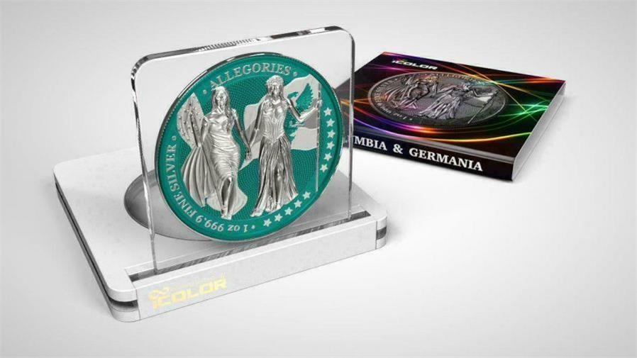 Germania 2019 5 Mark Germania Columbia I Color 1 Oz Silver Coin Pine Green