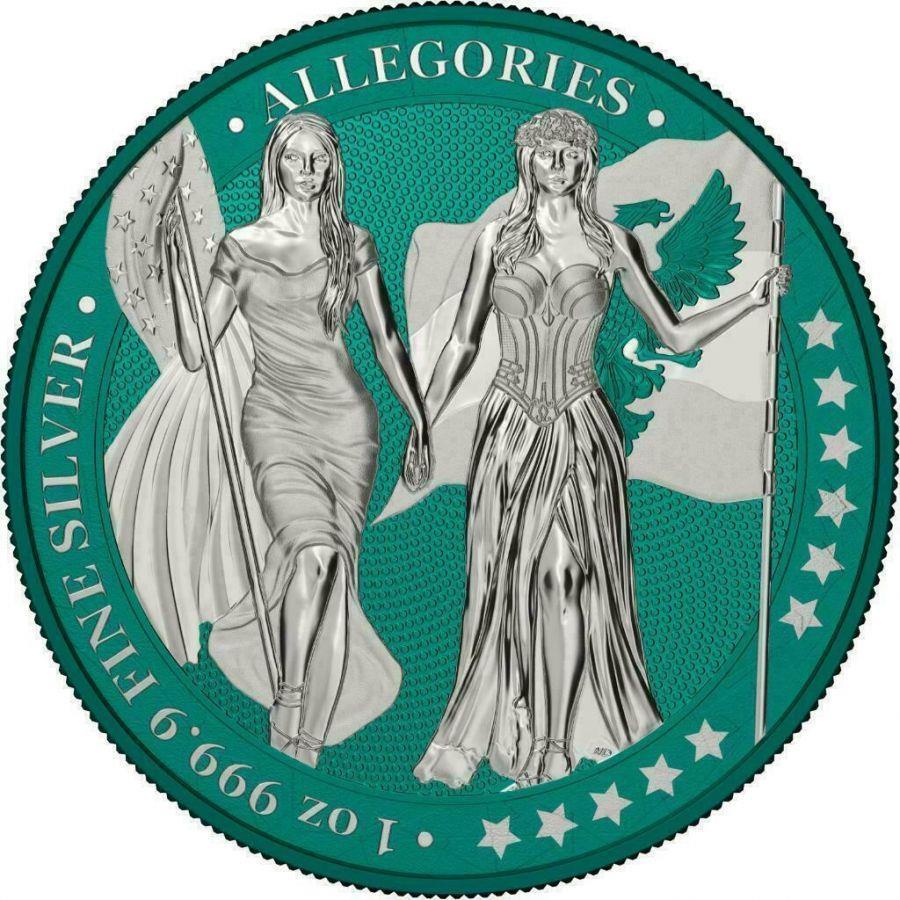 Germania 2019 5 Mark Germania Columbia I Color 1 Oz Silver Coin Pine Green