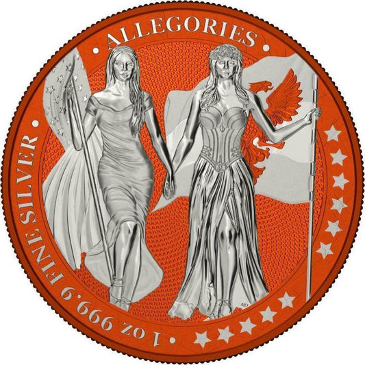 Germania 2019 5 Mark Germania Columbia I Color 1 Oz Silver Coin Pumpkin