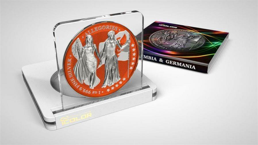 Germania 2019 5 Mark Germania Columbia I Color 1 Oz Silver Coin Pumpkin