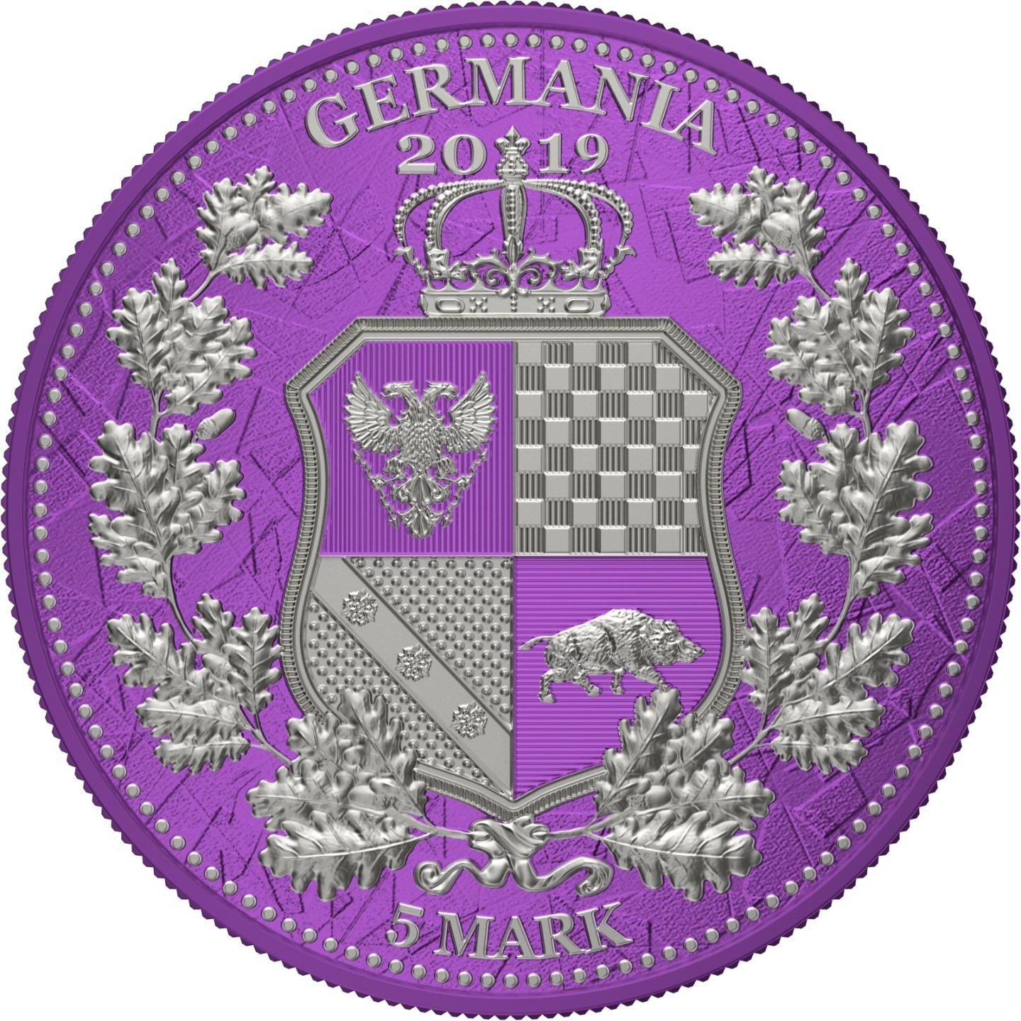 Germania 2019 5 Mark Germania Columbia I Color 1 Oz Silver Coin Purpureus