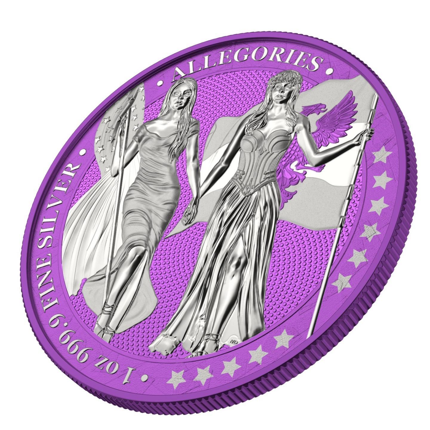 Germania 2019 5 Mark Germania Columbia I Color 1 Oz Silver Coin Purpureus