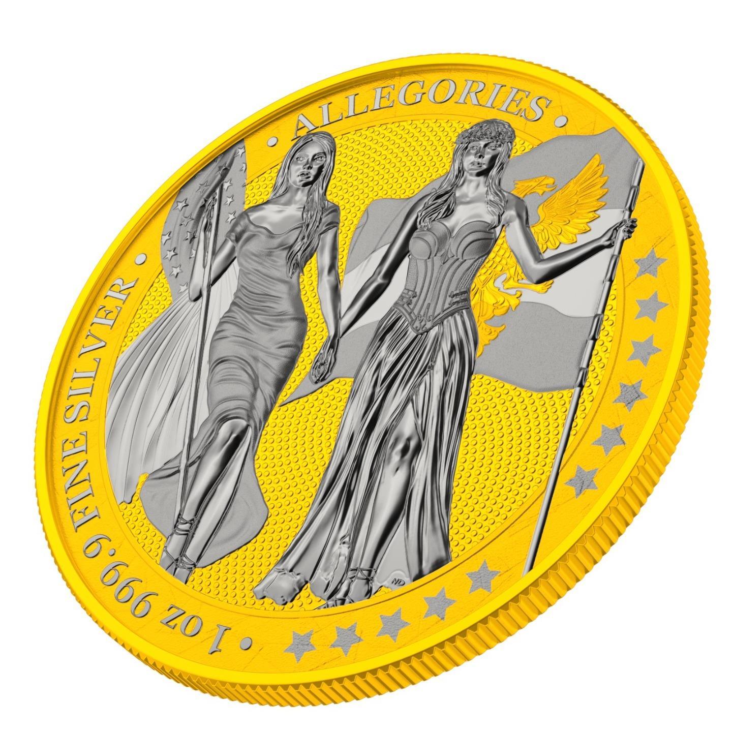 Germania 2019 5 Mark Germania Columbia I Color 1 Oz Silver Coin Selective Yellow