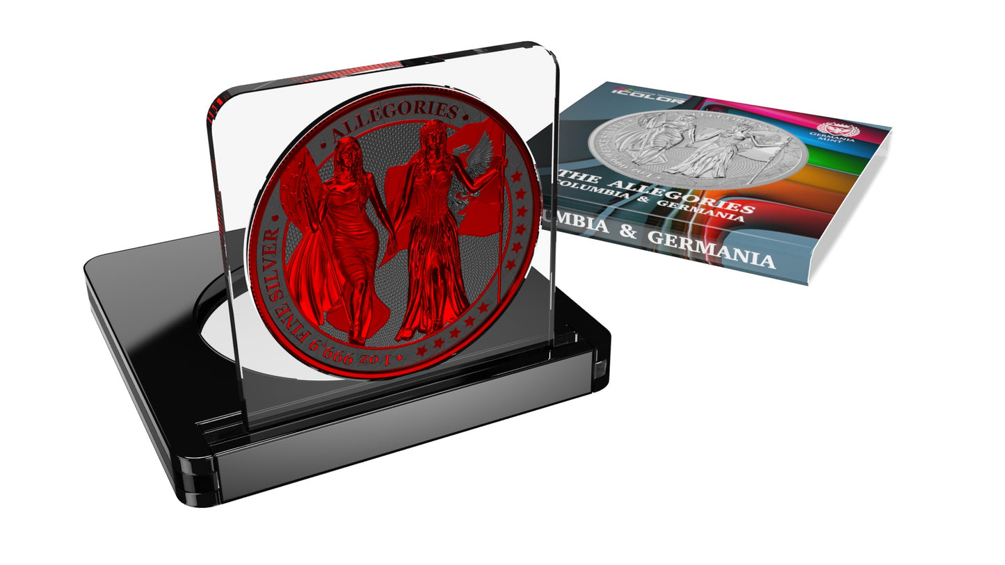 Germania 2019 5 Mark Allegories Columbia 1 Oz Silver Coin Ruthenium & Space Red