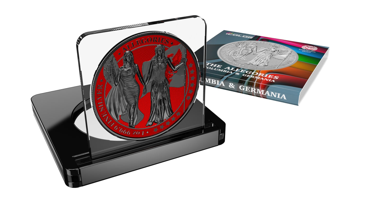 Germania 2019 5 Mark Allegories Columbia 1 Oz Silver Coin Space Red Ruthenium