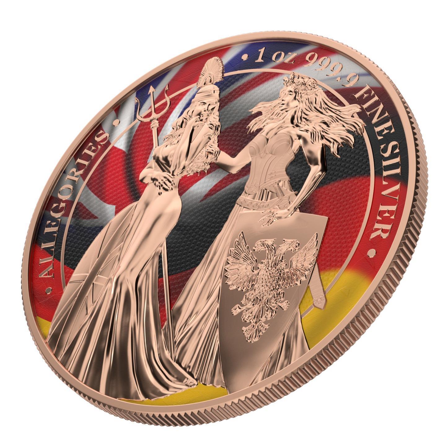 Germania 2019 5 Mark Germania Britania Flag Edition 1 Oz Silver Coin