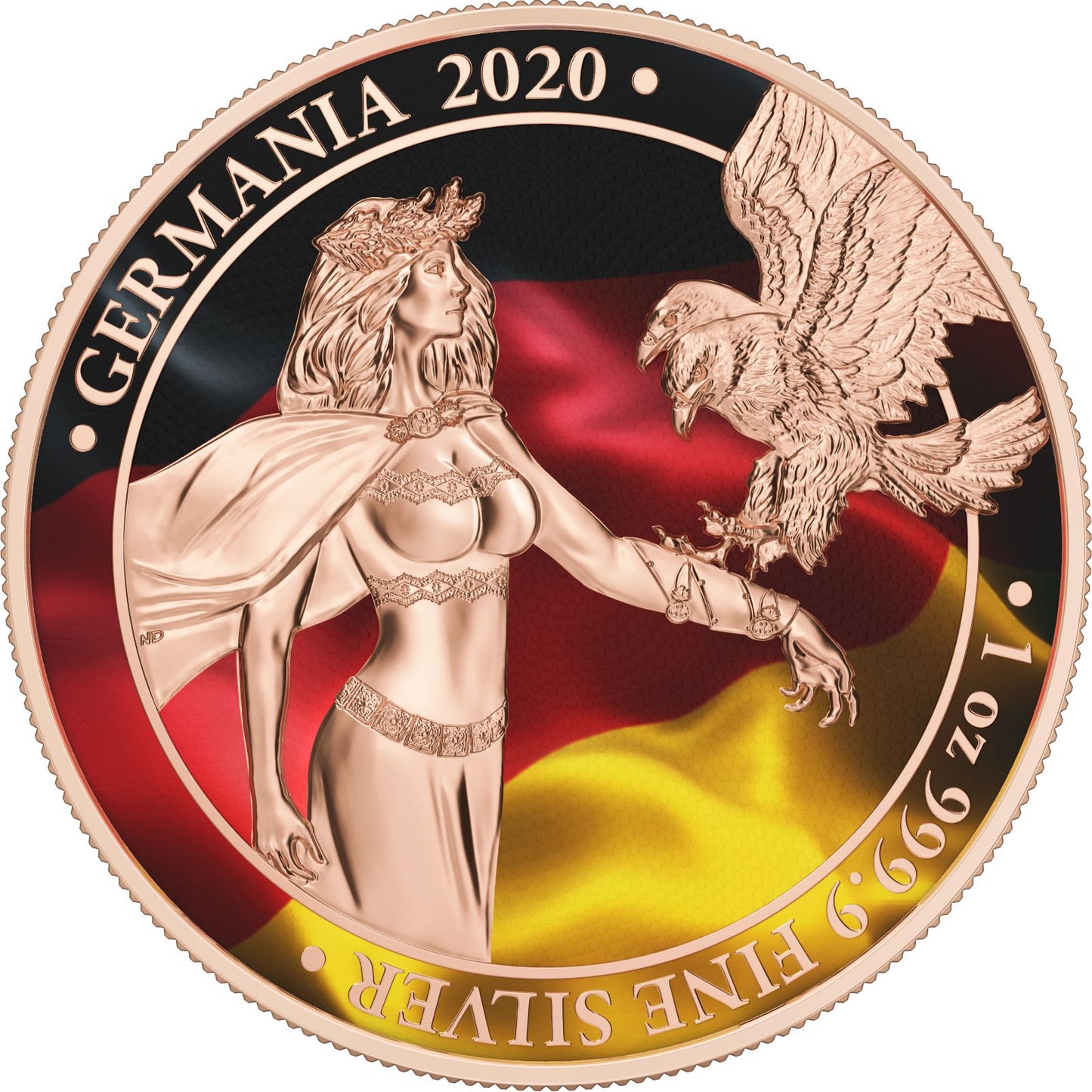 Germania 2020 5 Mark Lady Germania Flag Edition 1 Oz Silver Coin