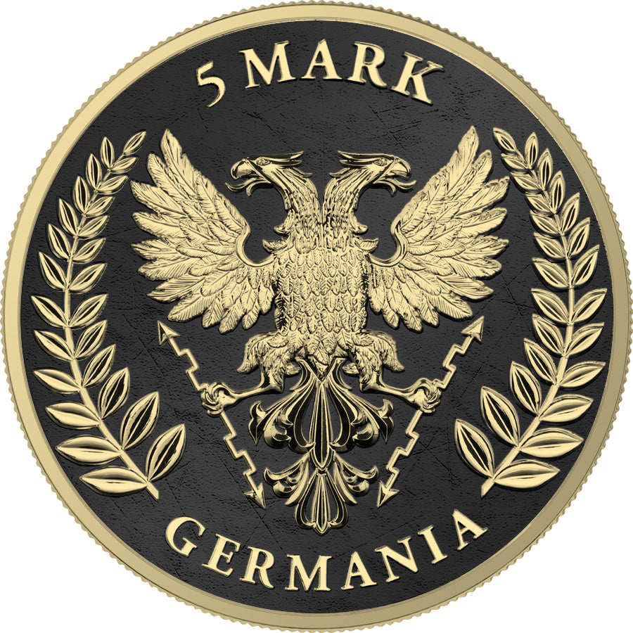 Germania 2020 5 Mark Lady Germania Space Black 1 Oz Colored Silver Coin