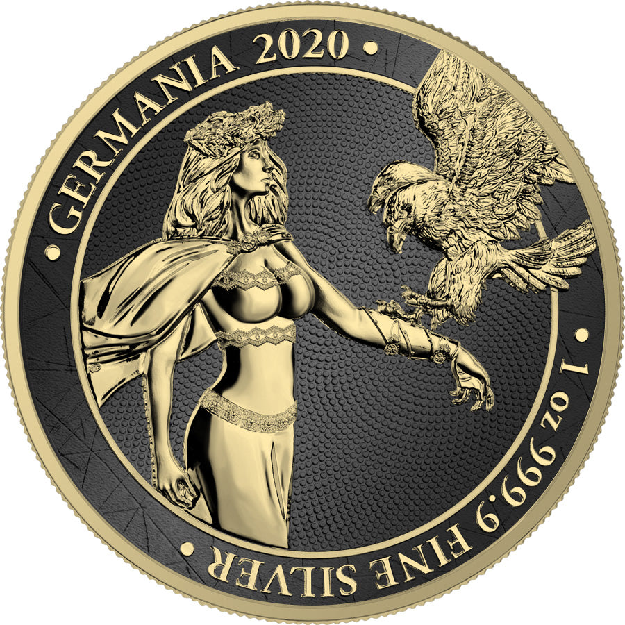 Germania 2020 5 Mark Lady Germania Space Black 1 Oz Colored Silver Coin