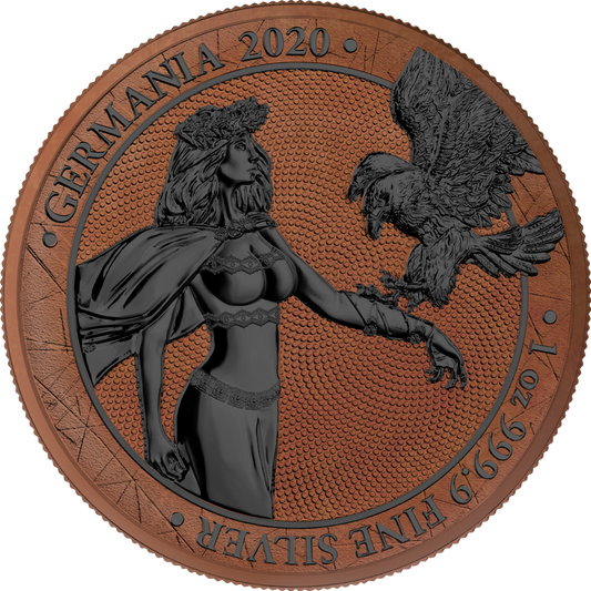 Germania 2020 5 Mark Lady Germania Terracotta Edition 1 Oz Colored Silver Coin