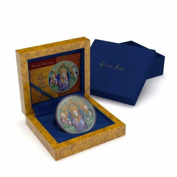 Niue 2014 5$ World Heritage God the Father 2 Oz Enameled Silver Coin