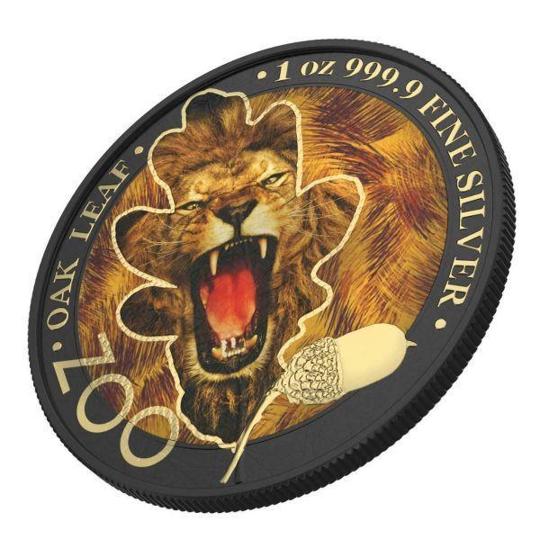 Germania 2019 5 Mark Oak Leaf Zoo Series 1 Oz Colored Silver Coin Lion