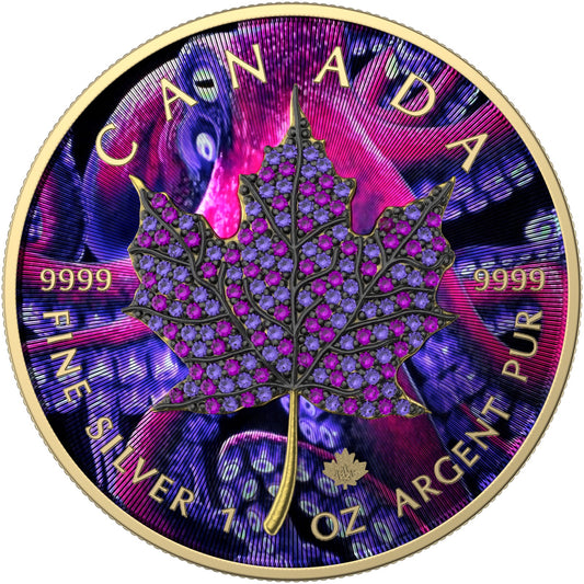 Canada 2022 5$ Maple Leaf Months Edition 1 Oz Bejeweled Silver Coin July